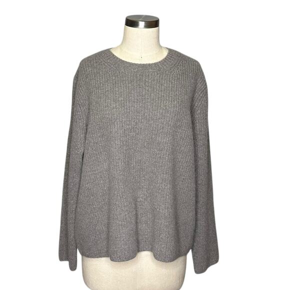 BANANA REPUBLIC Relaxed Ribbed Mink Heather Gray Cashmere Pullover Sweater XL - Picture 2 of 9